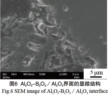 圖6 Al2O3-B2O3／Al2O3界面的顯微結構